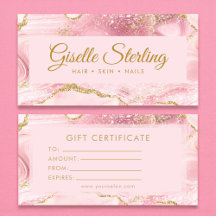 Chic Blush Pink Gold Achat Marmor Geschenkgutschei