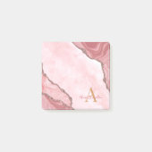 Chic Blush Pink Gold Agate Geode Monogram Post-it Klebezettel (Vorderseite)