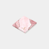 Chic Blush Pink Gold Agate Geode Monogram Post-it Klebezettel (angewinkelt)