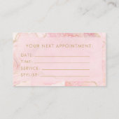 Chic Blush Pink Gold Agate Marble Appointment Card Terminkarte (Rückseite)