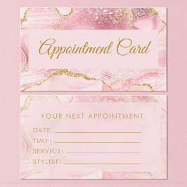 Chic Blush Pink Gold Agate Marble Appointment Card Terminkarte