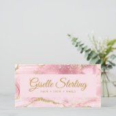 Chic Blush Pink Gold Agate Marble Gift Certificate (Stehend Vorderseite)