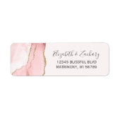 Chic Blush Pink Gold Agate Wedding Rücksendeadress (Vorne)