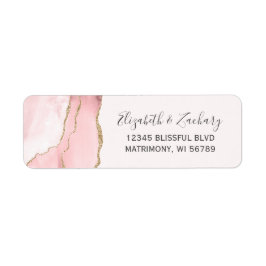 Chic Blush Pink Gold Agate Wedding Rücksendeadress