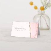 Chic Blush Pink Gold Agate Wedding Table Platzkarte (Rückseite)