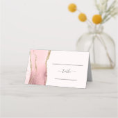 Chic Blush Pink Gold Agate Wedding Table Platzkarte (Vorderseite)