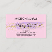 Chic Blush Pink Gold Confetti Lilac Monogram Name Visitenkarte (Rückseite)