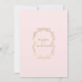 Chic Blush Pink & Gold Flora Script Hochzeit Einladung (Rückseite)