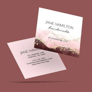 Chic Blush Pink Gold Glitter Achat Quadratische Visitenkarte