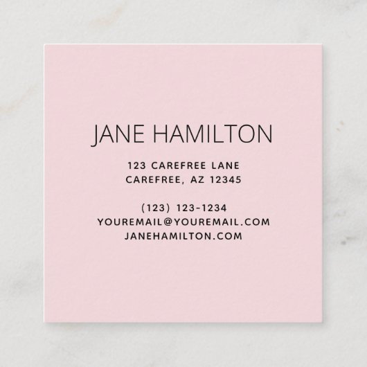 Chic Blush Pink Gold Glitzer Agate Quadratische Visitenkarte (Rückseite)