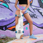 Chic Blush Pink Gold Glitzer Marble Agate Monogram Skateboard