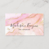 Chic Blush Pink Gold Glitzer Marble Agate Monogram Visitenkarte (Vorderseite)