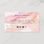 Chic Blush Pink Gold Glitzer Marble Agate Monogram Visitenkarte (Rückseite)