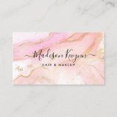 Chic Blush Pink Gold Glitzer Marble Agate Monogram Visitenkarte (Vorderseite)