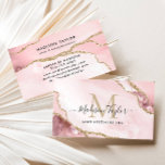 Chic Blush Pink Gold Glitzer Marble Agate Monogram Visitenkarte<br><div class="desc">Moderne elegante,  rosafarbene Rosa Gold Glitzer Marmorpatrone Monogram Visitenkarte</div>