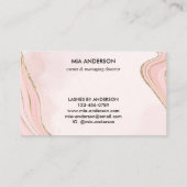 Chic Blush Pink Gold Glitzer Marble Agate Monogram Visitenkarte (Rückseite)
