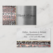 Chic Blush Pink Gold Glitzer Marble Agate Monogram Visitenkarte (Vorne/Hinten)