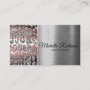 Chic Blush Pink Gold Glitzer Marble Agate Monogram Visitenkarte