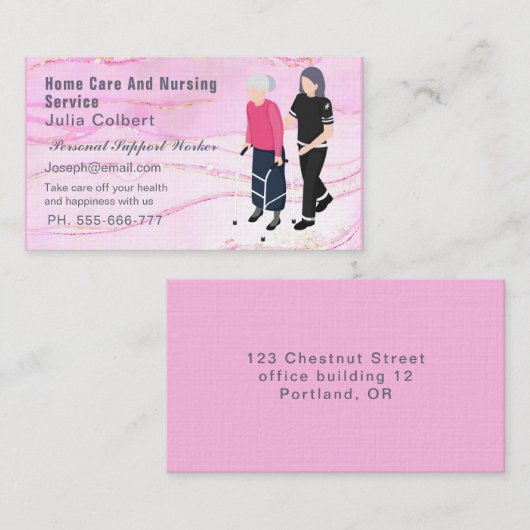 Chic Blush Pink Gold Glitzer Marmor Agat Garage Visitenkarte (Vorne/Hinten)