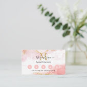 Chic Blush Pink Gold Glitzer Marmor Monogramm Visitenkarte (Stehend Vorderseite)