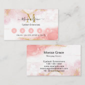 Chic Blush Pink Gold Glitzer Marmor Monogramm Visitenkarte (Vorne/Hinten)