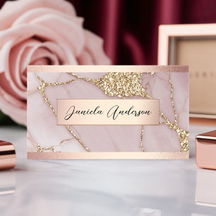 Chic Blush Pink Gold Glitzer Marmor Visitenkarte