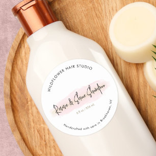 Chic Blush Pink Gold Hair Salon Produktetikett Runder Aufkleber