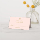 Chic Blush Pink & Gold Hochzeit Platzkarte (Vorderseite)
