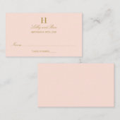 Chic Blush Pink & Gold Hochzeit Platzkarte (Vorne/Hinten)