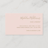 Chic Blush Pink Gold Monogram Script Initialen Visitenkarte (Rückseite)