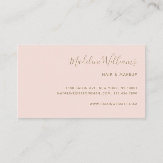 Chic Blush Pink Gold Monogram Script Initialen Visitenkarte (Rückseite)