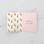 Chic Blush Pink Gold Pineapples and Dots Thank you Dankeskarte (Innenseite)