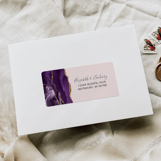 Chic Blush Pink Gold Wedding RSVP Adresse Adressaufkleber