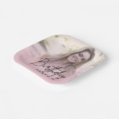 Chic Blush Pink Gradient Photo Birthday Pappteller (Gewinkelt)