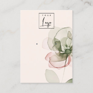 Chic Blush Pink Green Blume Logo-Vorführung Visitenkarte