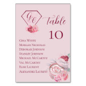 Chic Blush Pink Hochzeitssitze Tischnummer (Vorderseite)