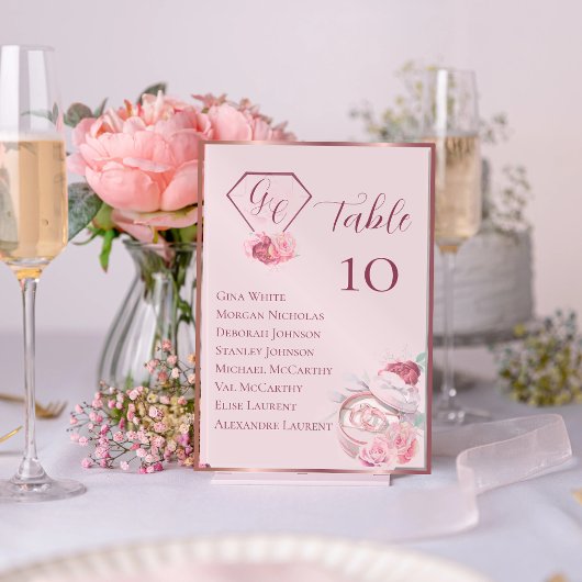 Chic Blush Pink Hochzeitssitze Tischnummer