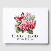 Chic Blush Pink Hydrangea Butterfly Wedding Gästebuch (Vorderseite)