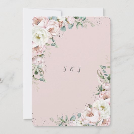 Chic Blush Pink Ivory Peonies Floral Arch Hochzeit Einladung (Rückseite)