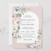 Chic Blush Pink Ivory Peonies Floral Arch Hochzeit Einladung (Vorderseite)