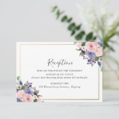 Chic Blush Pink Lavendel Floral Hochzeitsempfang Begleitkarte (Stehend Vorderseite)
