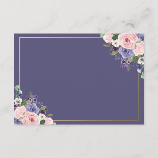 Chic Blush Pink Lavendel Floral Hochzeitsempfang Begleitkarte (Rückseite)
