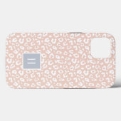 Chic Blush Pink Leopard Print Monogram Case-Mate iPhone Hülle (Rückseite (Horizontal))