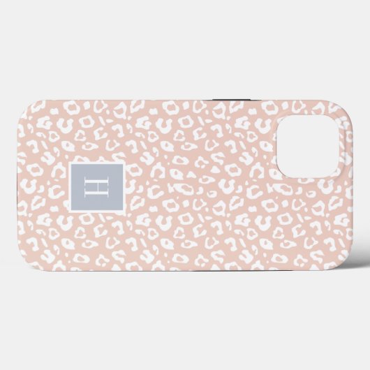 Chic Blush Pink Leopard Print Monogram Case-Mate iPhone Hülle (Rückseite (Horizontal))