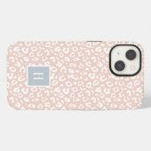 Chic Blush Pink Leopard Print Monogram iPhone Hülle (Rückseite (Horizontal))