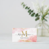Chic Blush Pink Marmor Gold Glitzer Monogram Visitenkarte (Stehend Vorderseite)