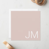 Chic Blush Pink Mit Monogramm Oversible Initialen Mitteilungskarte (Vorderseite/Rückseite Beispiel)
