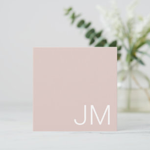 Chic Blush Pink Mit Monogramm Oversible Initialen Mitteilungskarte