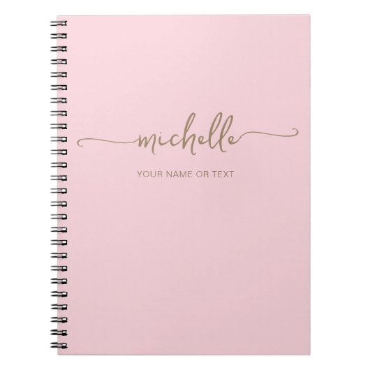 Chic Blush Pink Modern Gold Script Monogram Name Notizblock (Vorderseite)