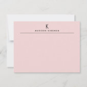 Chic Blush Pink Modern Monogram Initial Name Mitteilungskarte (Vorderseite)